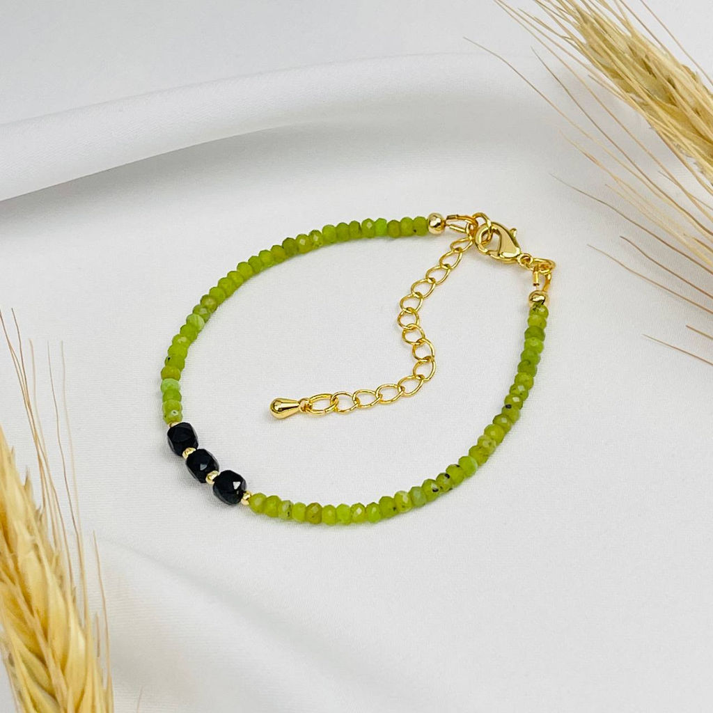 Браслет из Серпентинита "Змеевик" и Шпинели 18 см +