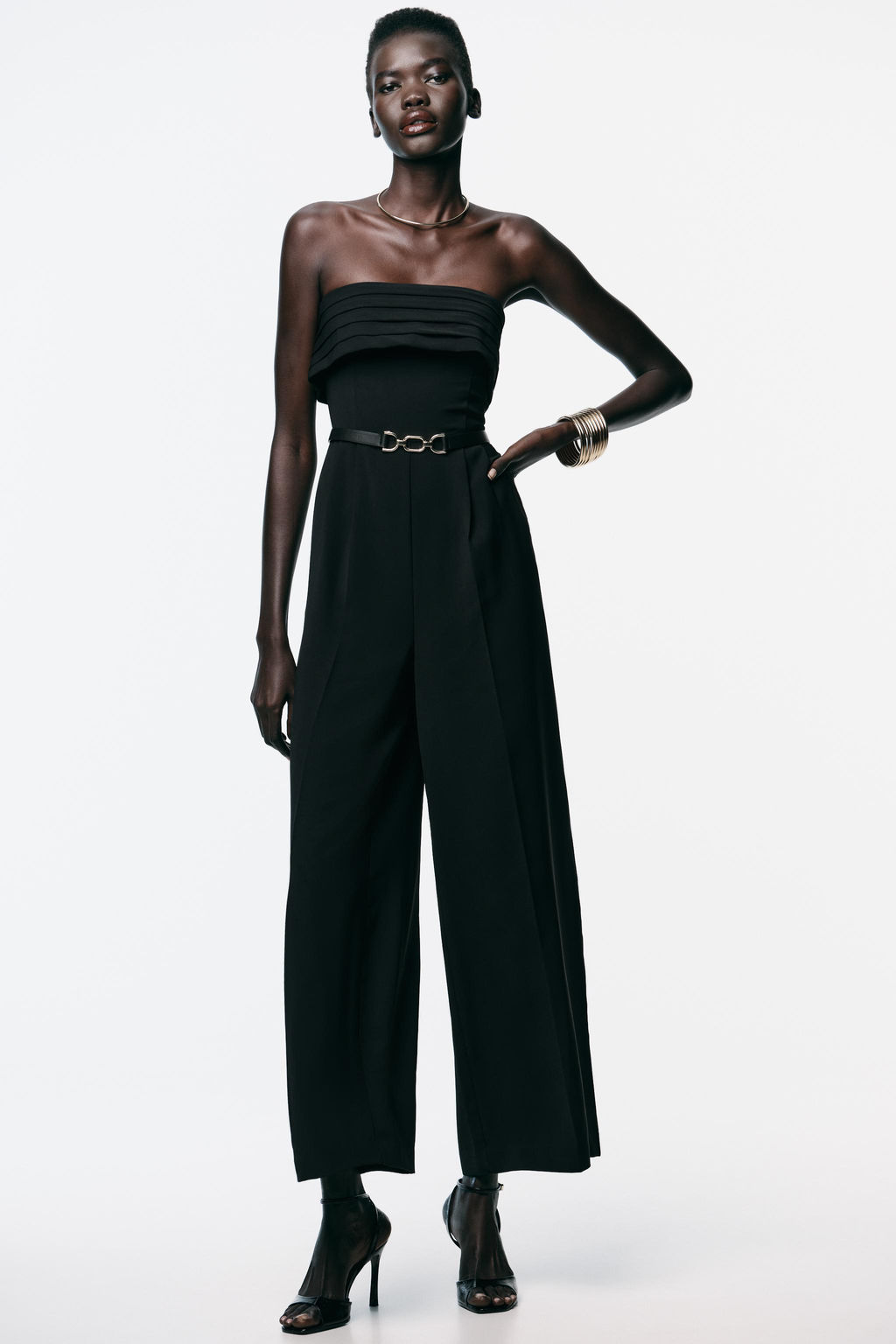CREPE BUSTIER JUMPSUIT WITH BELT - Zara фото 3