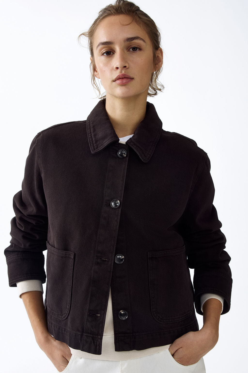 Chaqueta camisera en sarga de algod?n - H&m фото 5