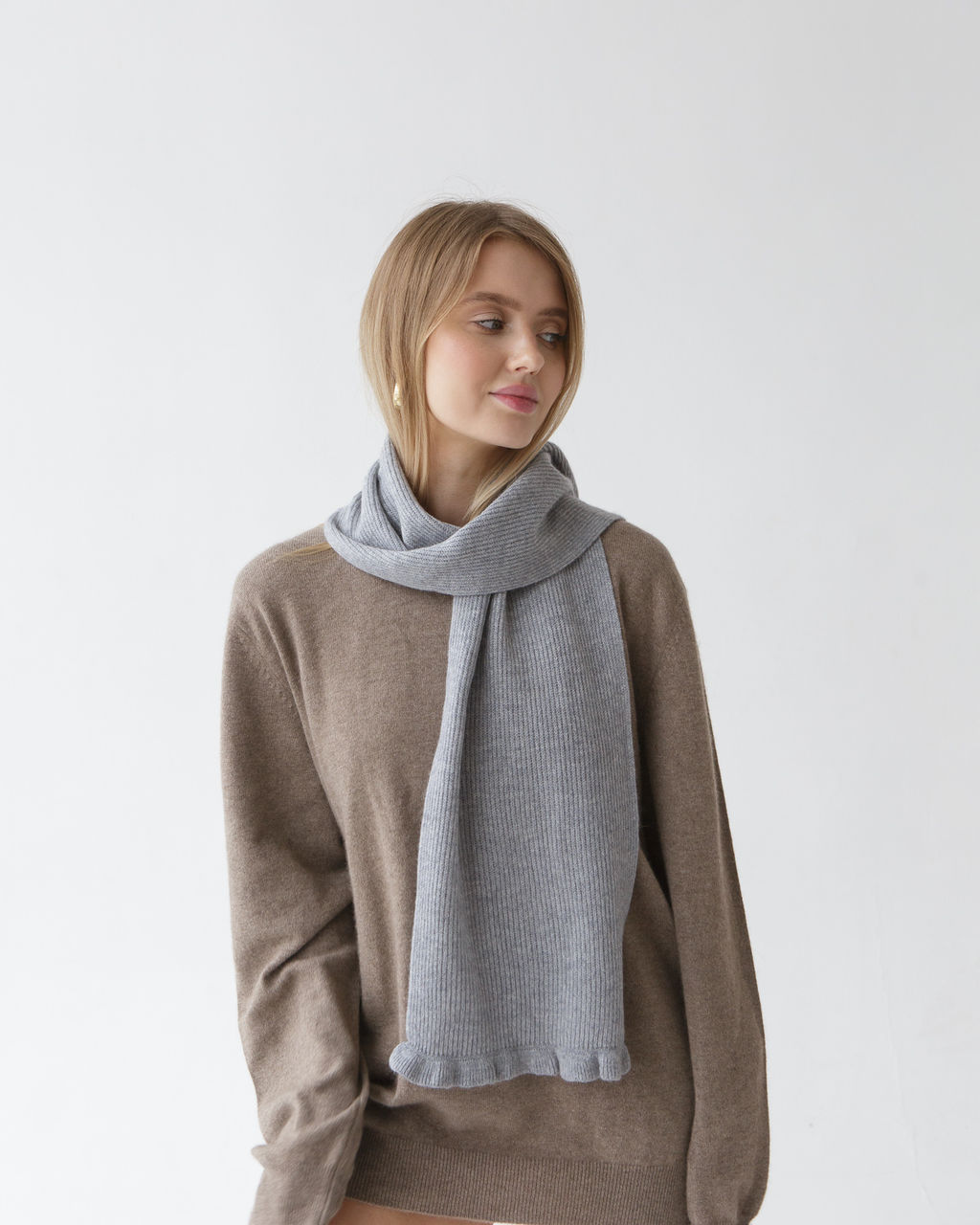 Шарф из кашемира HR Серо-голубой