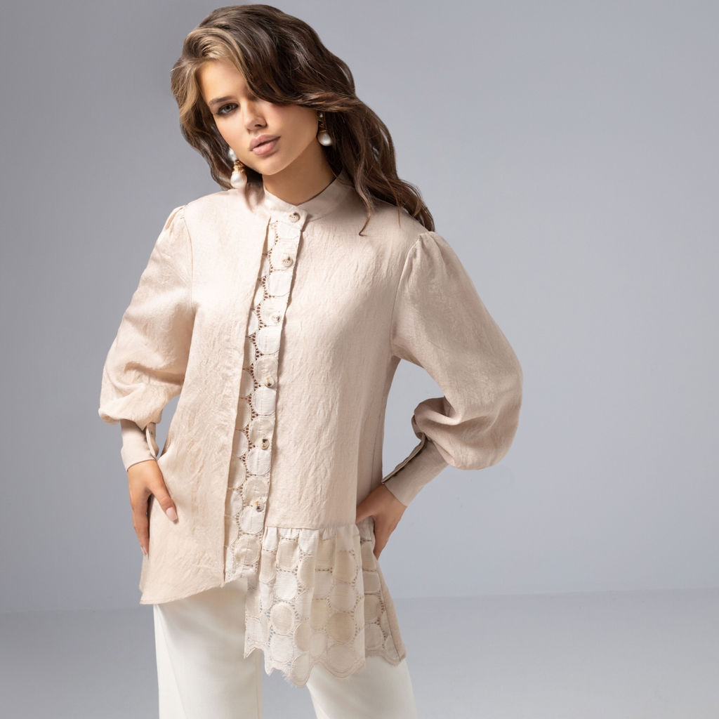 Рубашка вискозная, Кружевной повод (пульс сердца) - Charutti фото 8