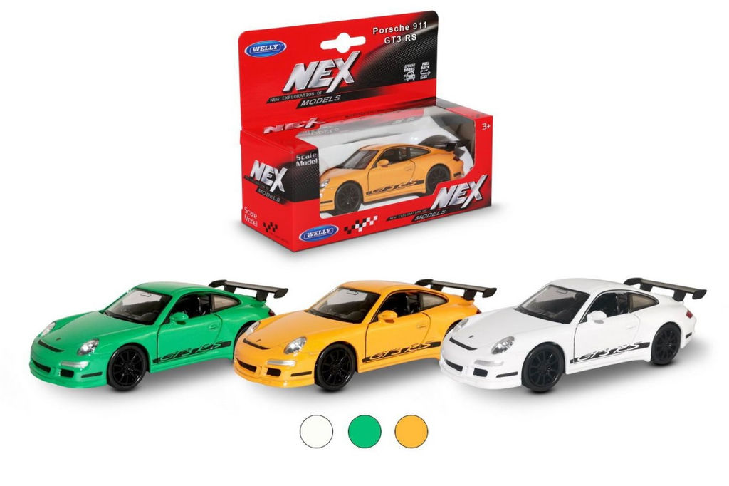 Welly. Машинка 1:38 "Porsche 911 GT3 RS" пруж. мех., цвет в ассорт. арт.42397W