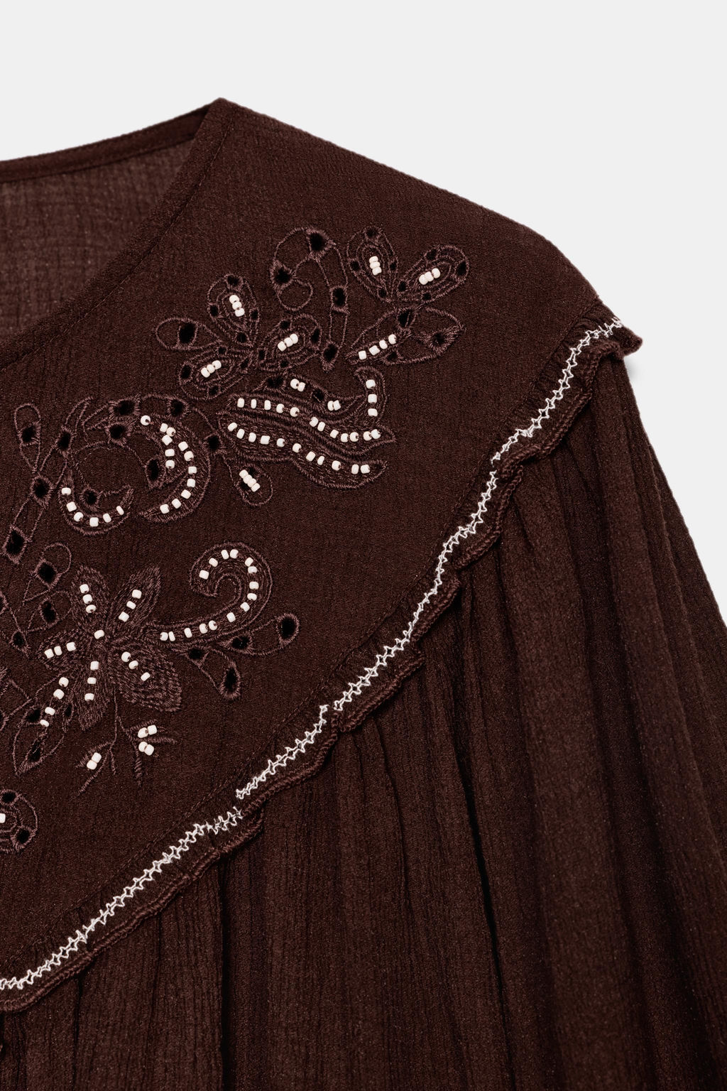 EMBROIDERED BLOUSE WITH BEADING - Zara фото 7