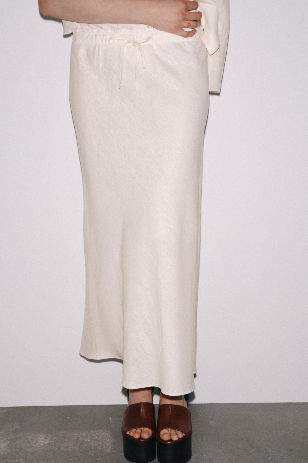 ZW COLLECTION 100% LINEN MIDI SKIRT - Zara фото 3