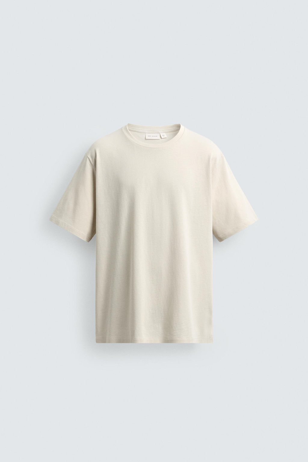 CAMISETA REGULAR FIT MEZCLA ALGOD?N / Beige claro - Zara фото 7