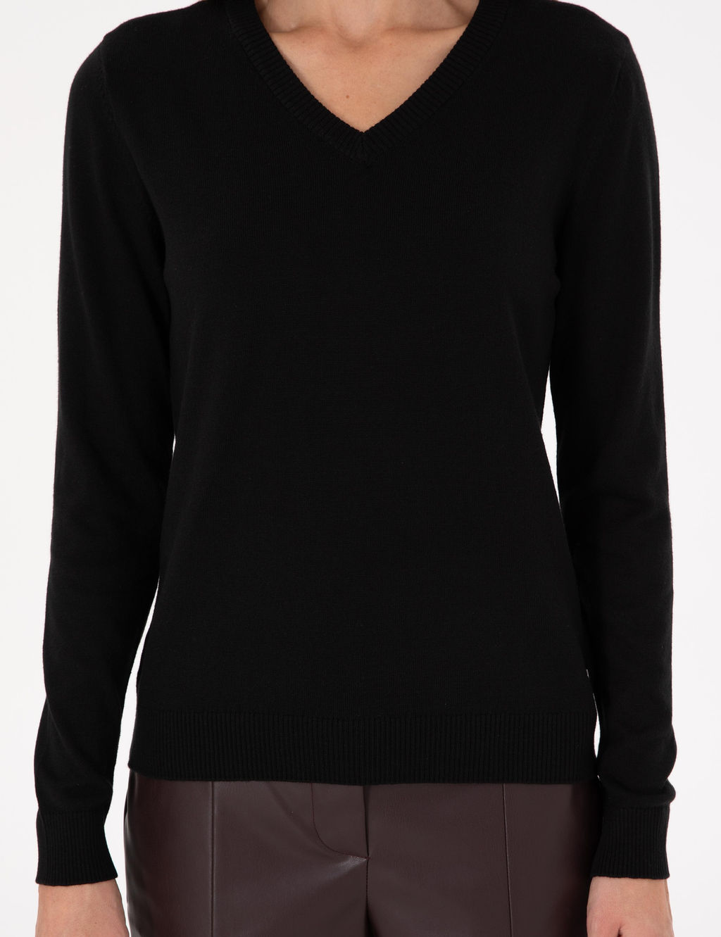 Siyah Slim Fit Basic Kazak