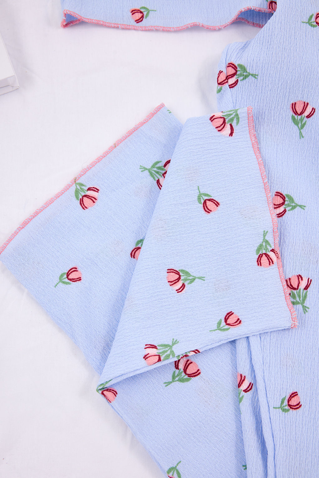 Mavi Cicekli Dantel Detayl? Burumcuk Dokulu Orme Pijama Tak?m? THMSS26PT00011 - Trendyolmilla фото 13