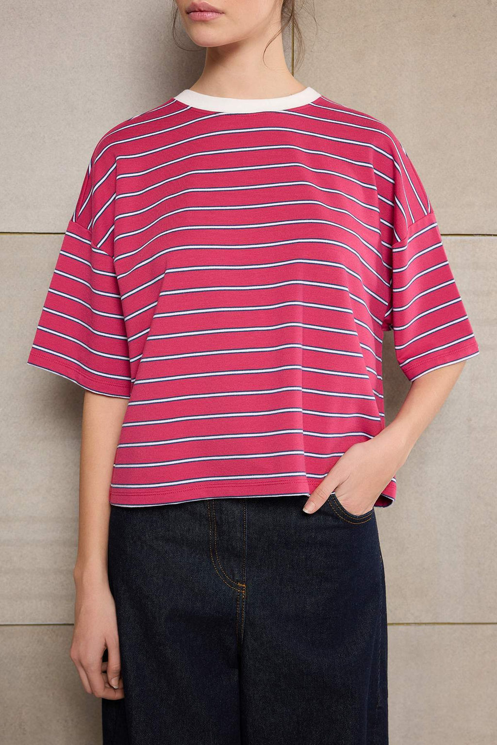 Cizgili Regular/Normal Kal?p K?sa Kollu Tok %100 Pamuk Orme T-Shirt TWOSS26TS00048 - Trendyolmilla фото 7