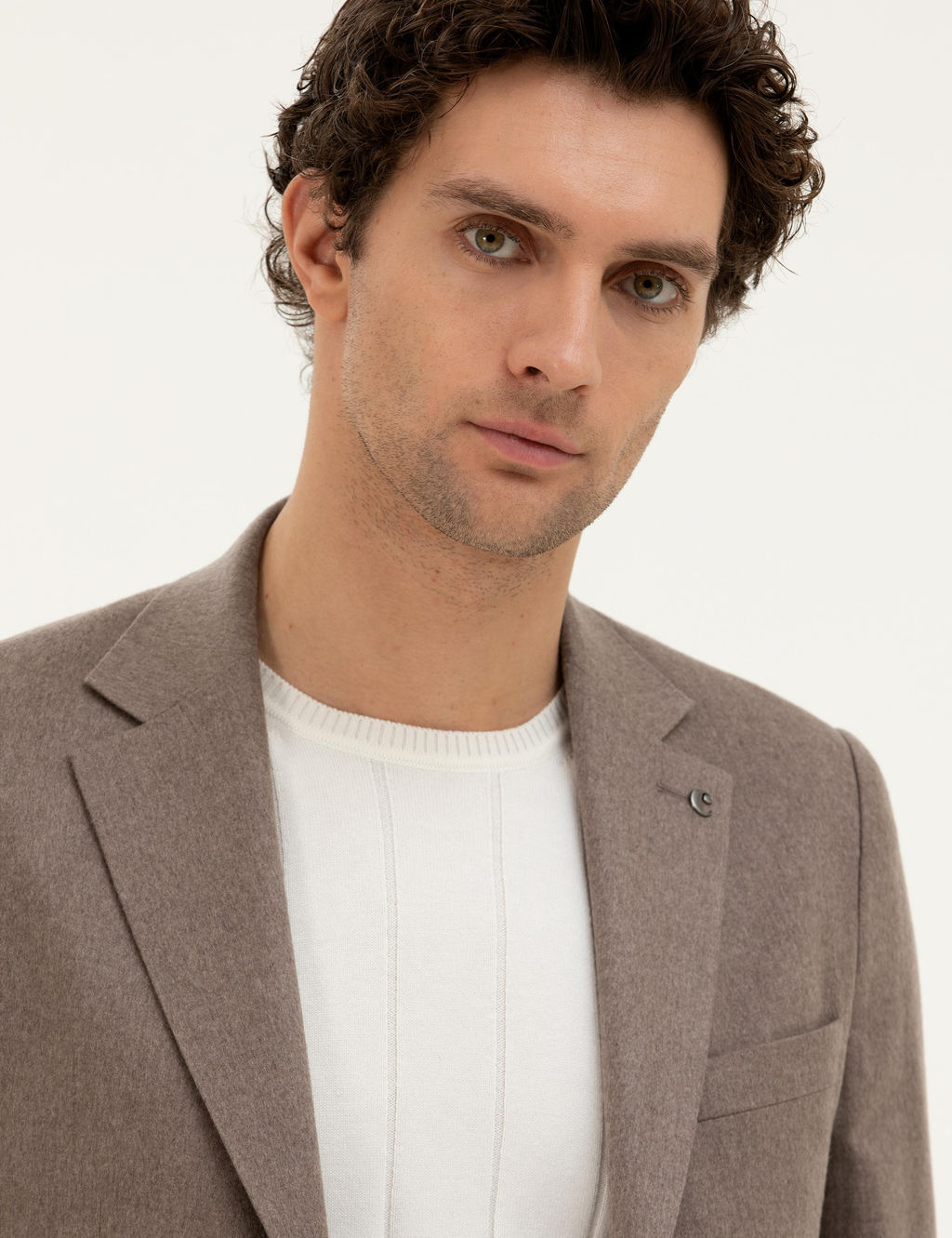 Светло-коричневая кашемировая куртка приталенного кроя - Cacharel фото 2