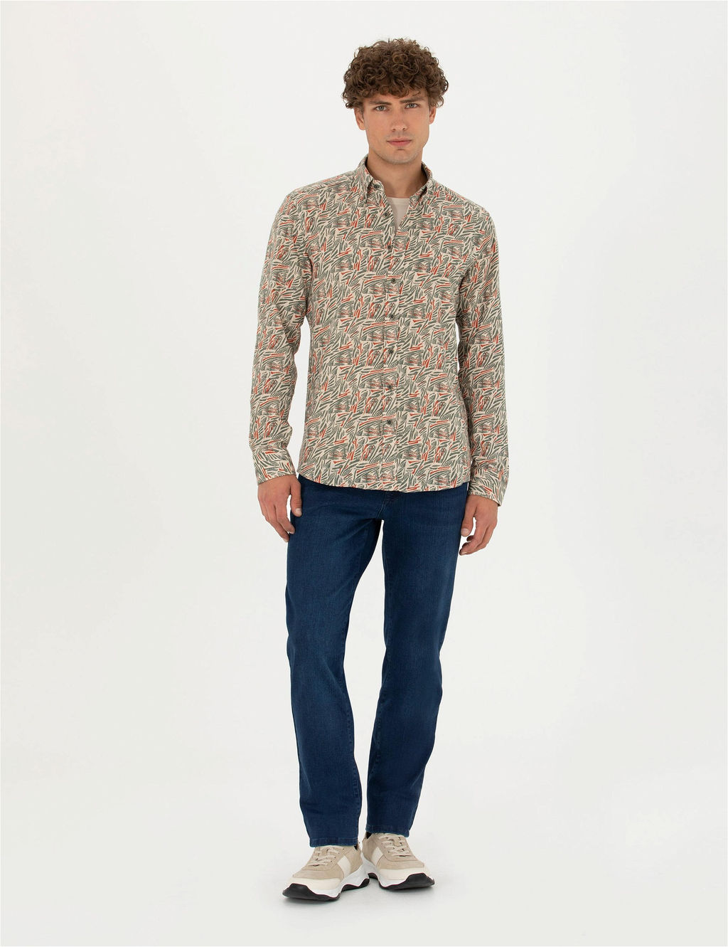 Haki Slim Fit Uzun Kollu G_mlek - Pierre cardin фото 3