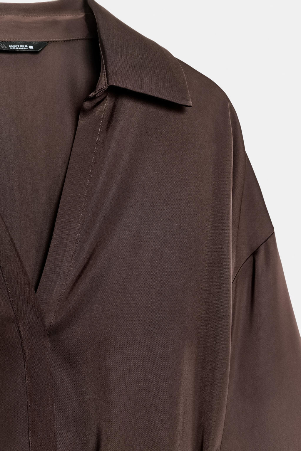 BLUSA SATINADA CINTUR?N / Marr?n - Zara фото 7