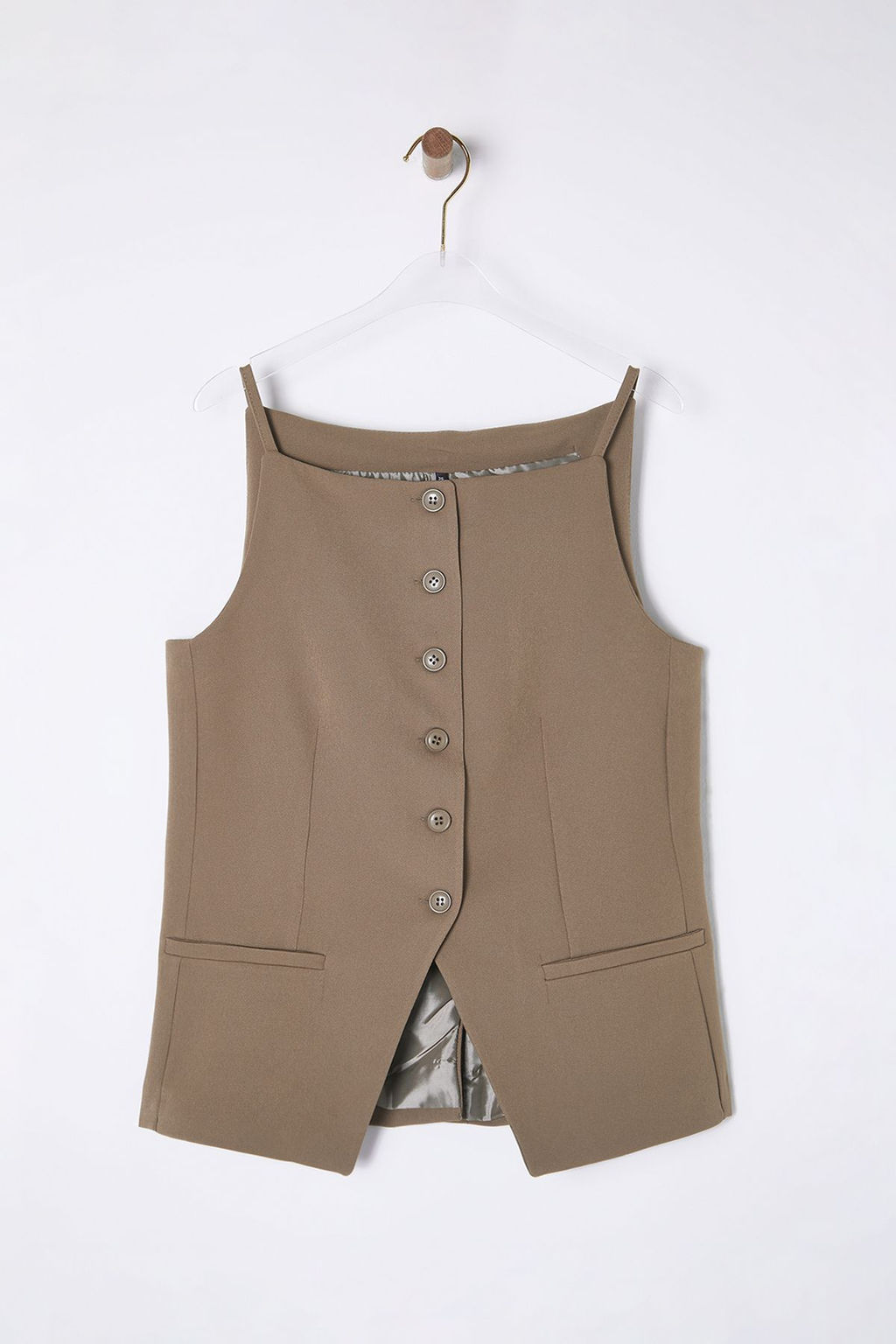 Bej Regular Boy Ask?l? Fitted Dokuma Yelek TWOSS25YE00010