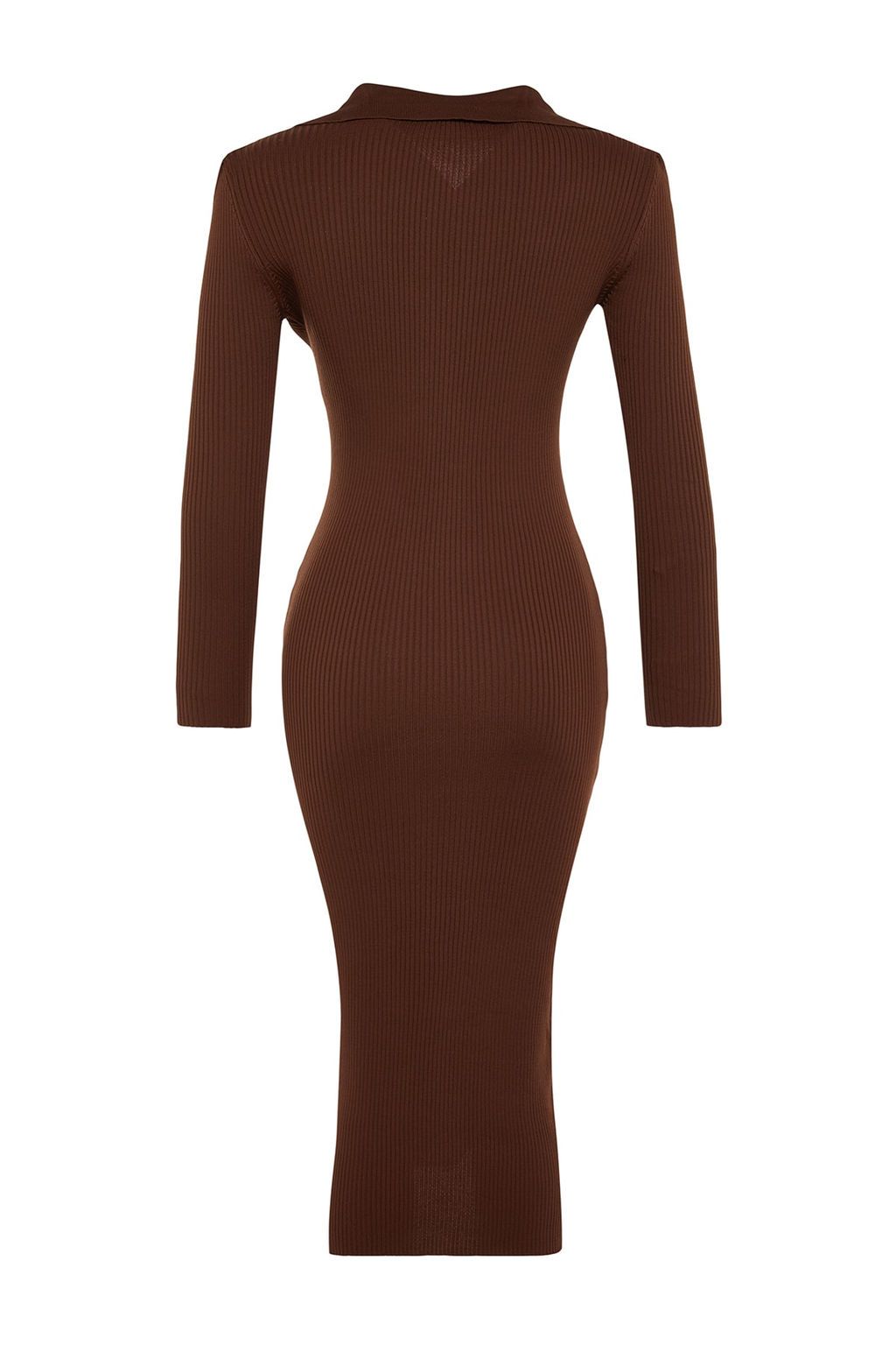 TRENDYOLMILLA Antrasit Midi Triko Polo Yaka Elbise TWOAW24EL00030  фото 8