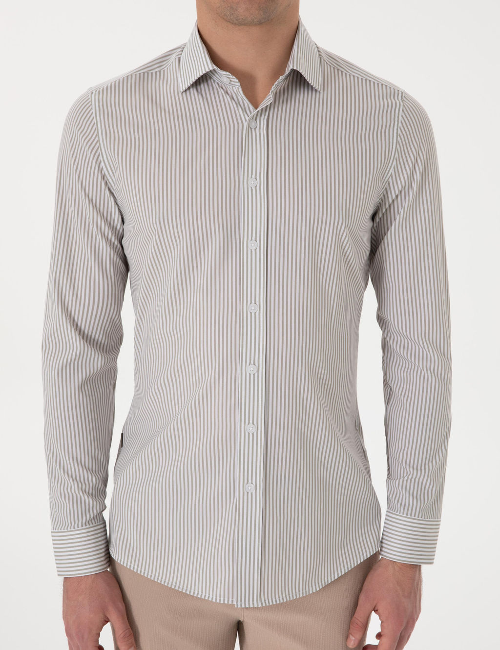 Haki _izgili Ex. Slim Fit Uzun Kollu G_mlek - Pierre cardin фото 6