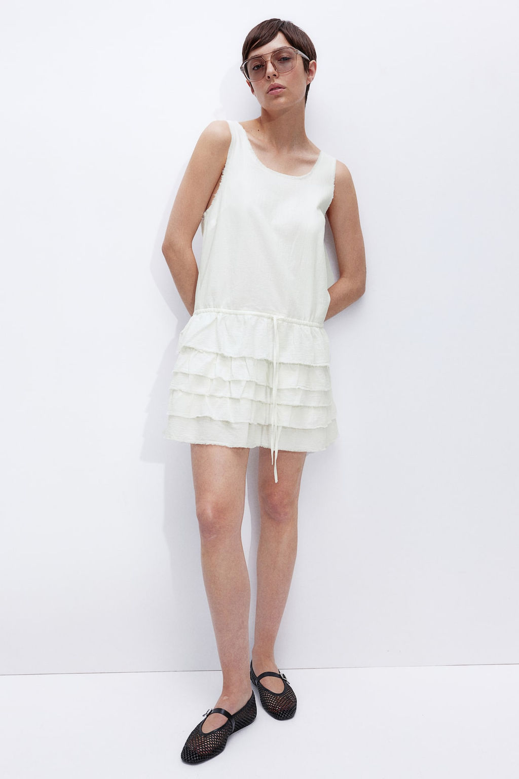 Vestido con falda de volantes sin rematar - H&m фото 3