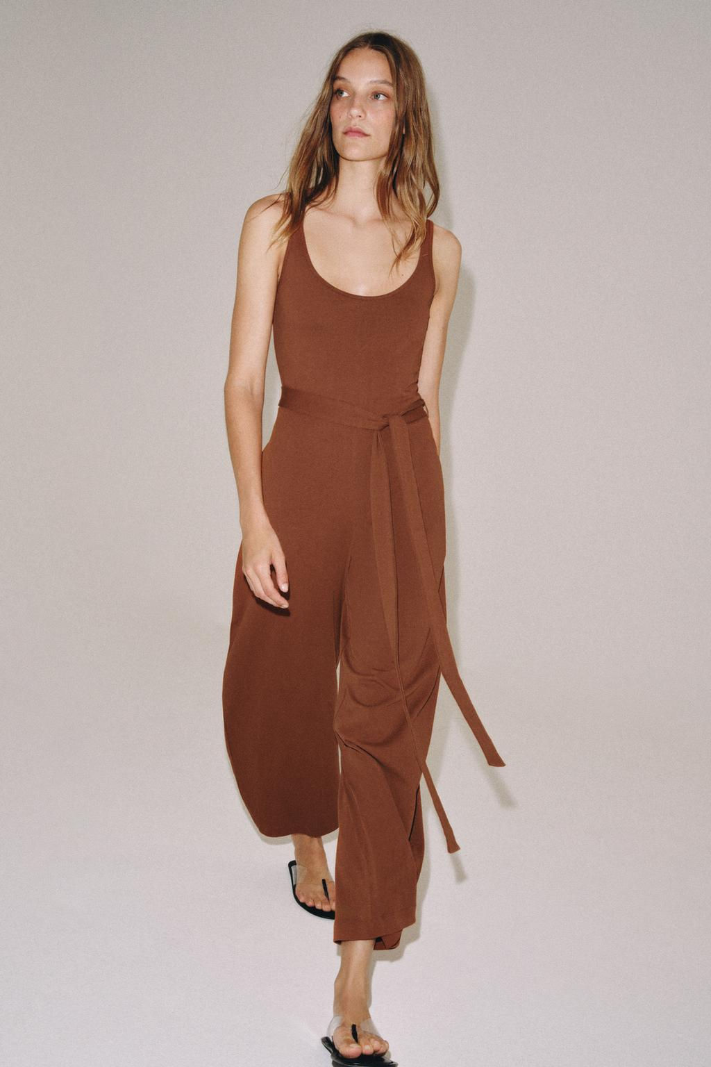 HEAVY COTTON JUMPSUIT WITH BELT - Zara фото 5