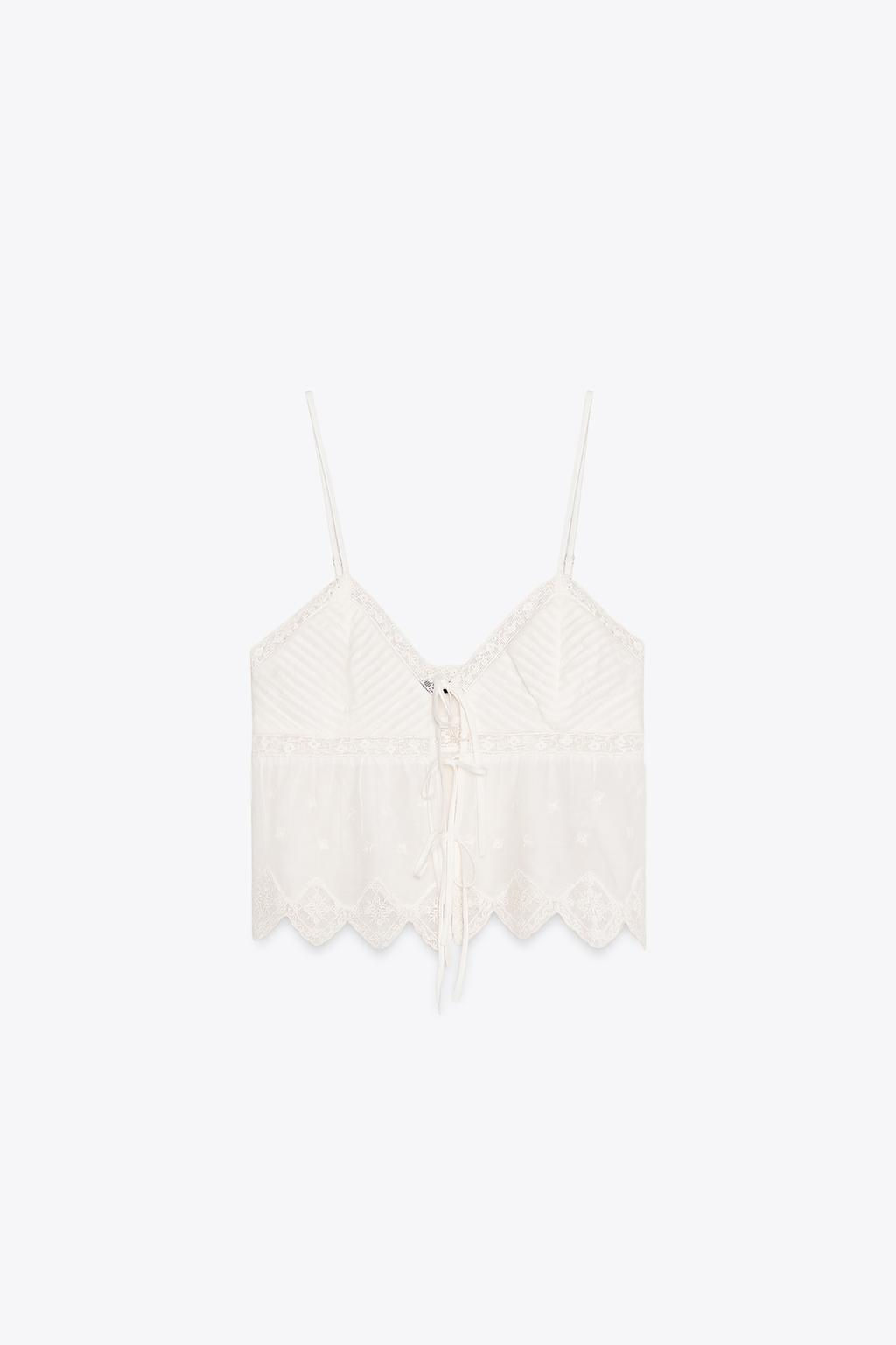 EMBROIDERED STRAPPY TOP - Zara фото 6