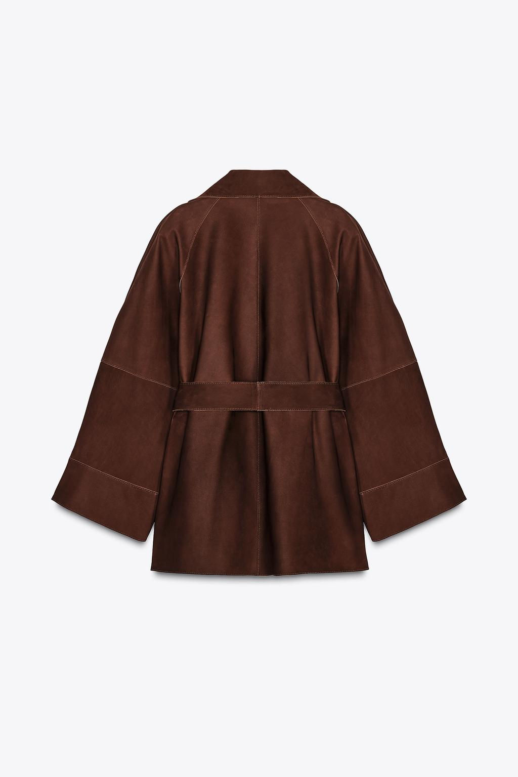 OVERSIZE SHORT SUEDE LEATHER TRENCH COAT - Zara фото 3