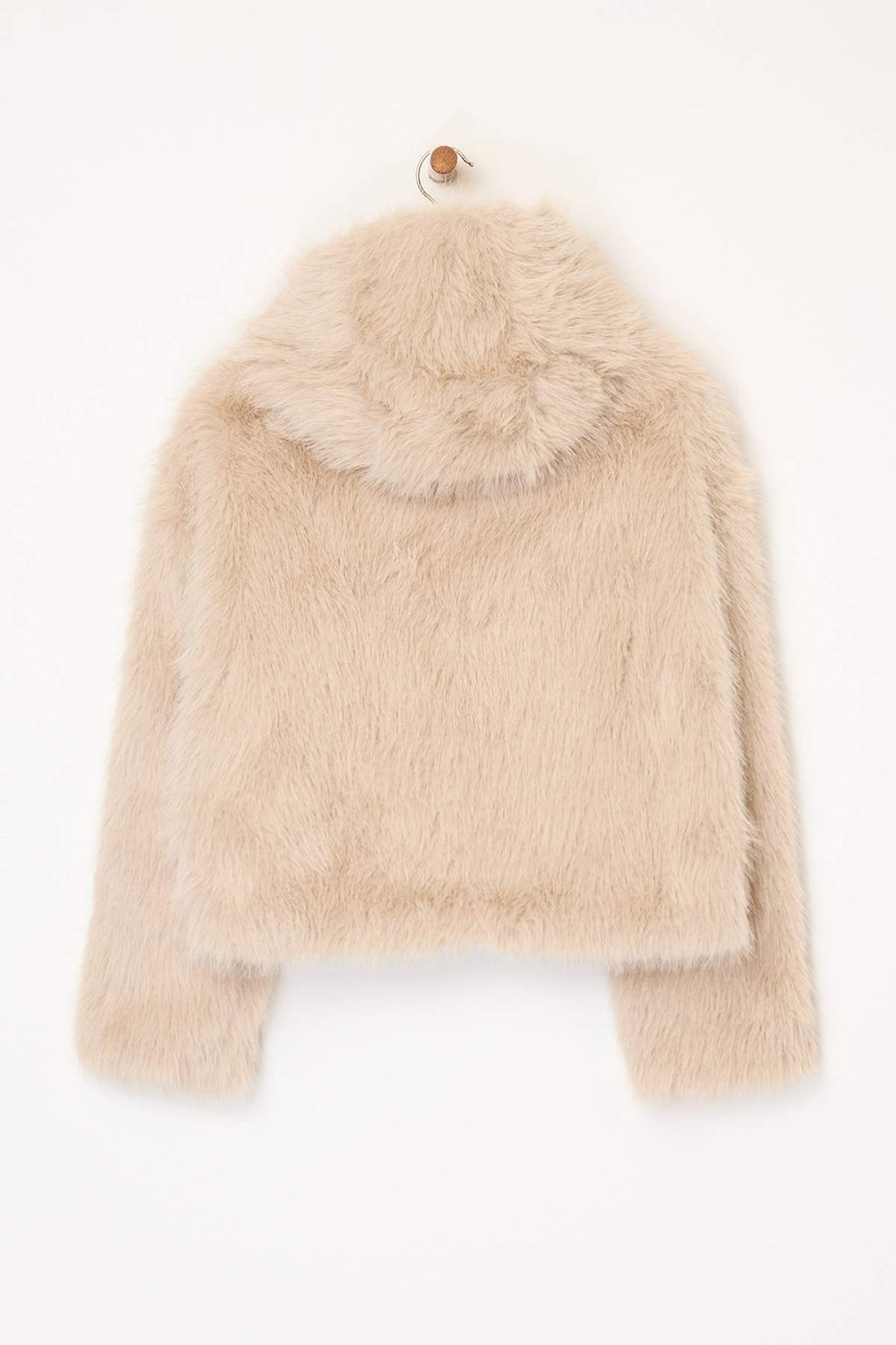 Bej Oversize Kal?p Kapusonlu Kurk Mont TWOAW26MO00025 - Trendyolmilla фото 15