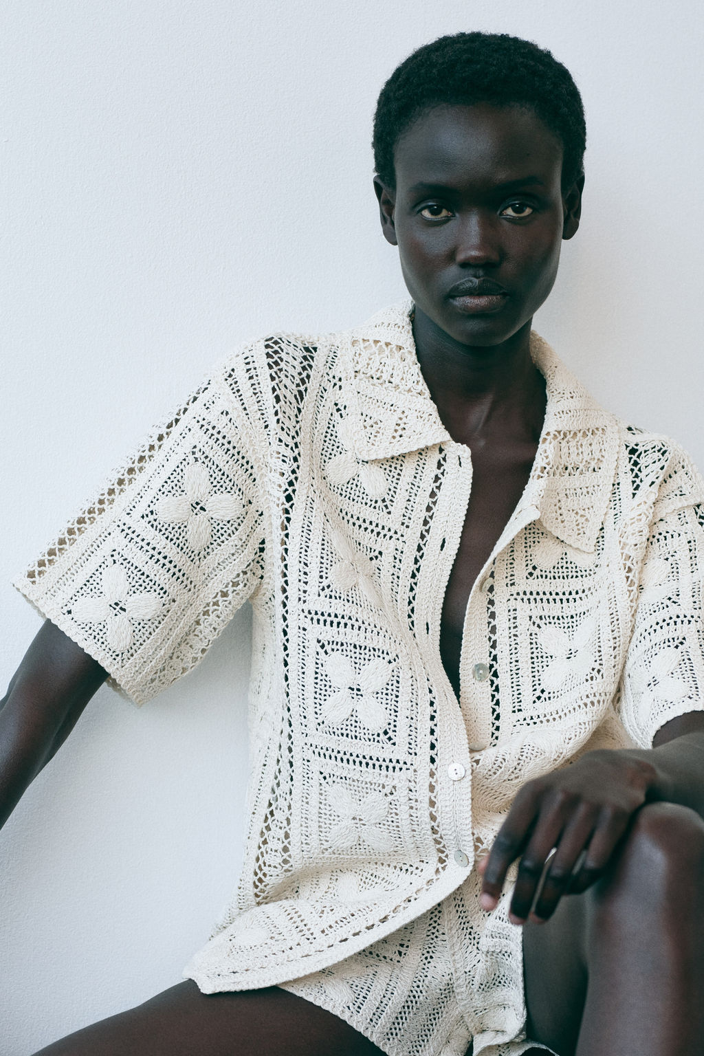 Camisa efecto crochet en mezcla de seda - H&m фото 2