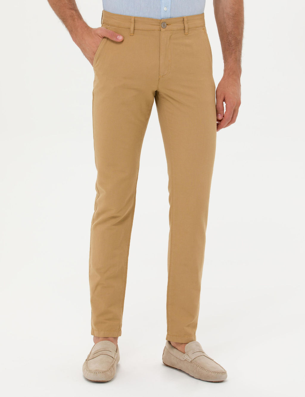 Брюки из льняной ткани приталенного кроя цвета Camel - Cacharel фото 2