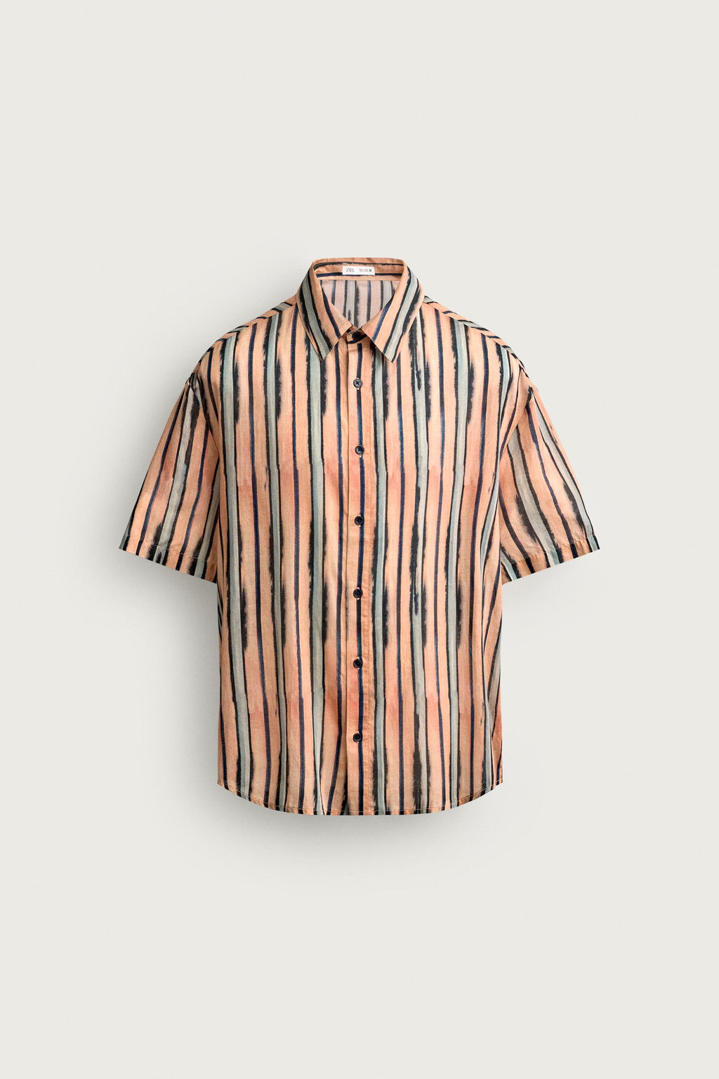CAMISA RAYAS ALGOD?N - VISCOSA / Salm?n - Zara фото 7