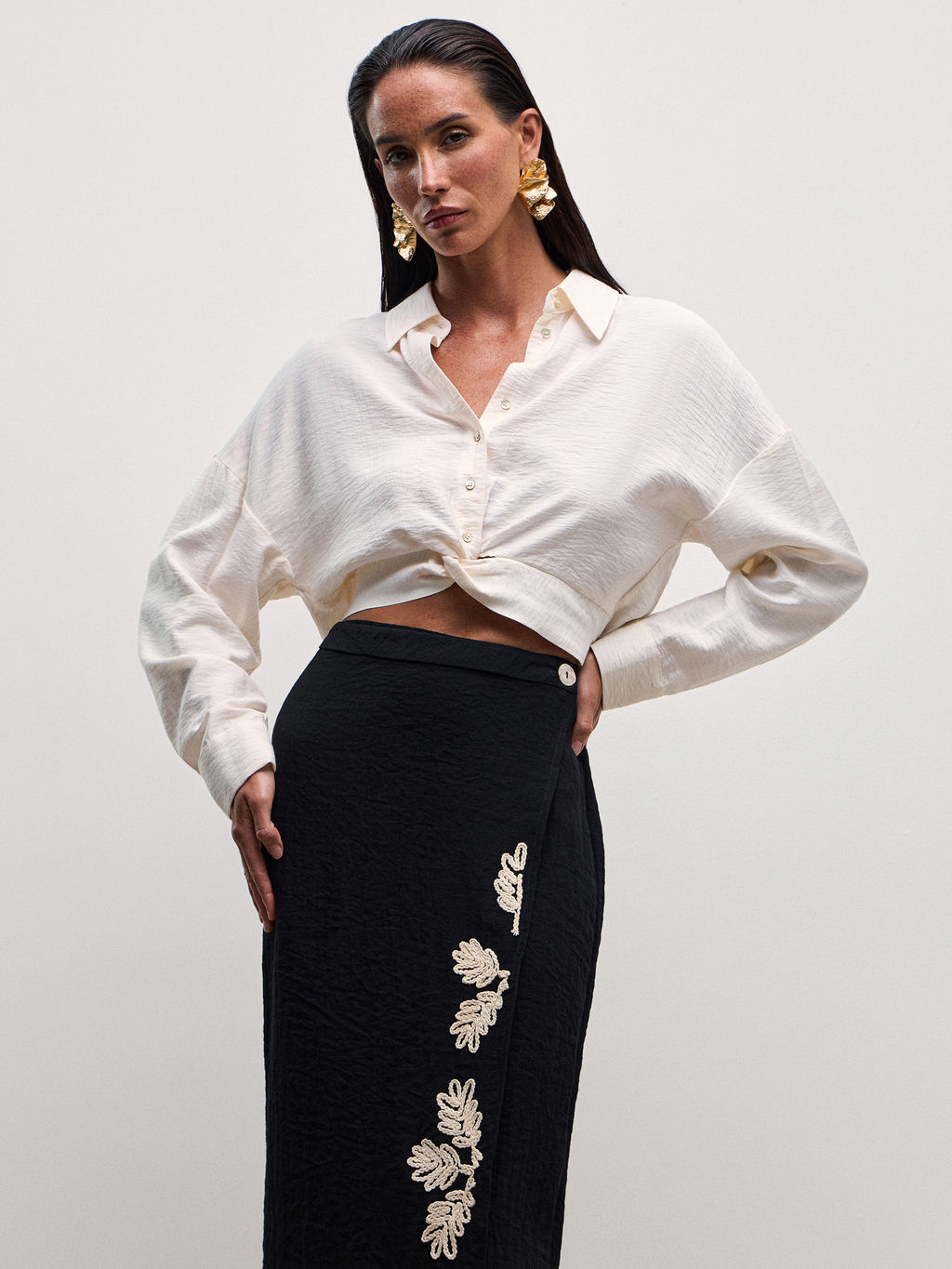 Укороченная рубашка из вискозы / Zarina  фото 4