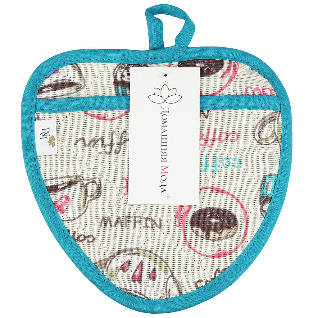 Прихватка с запахом 20х20см Вкусняшки, форма Клубника, рогожка 171г/м2, хлопок 100%, наполнитель - ватин 280г/м2, на пластмассовом подвесе, Домашняя мода (Россия)  фото 4