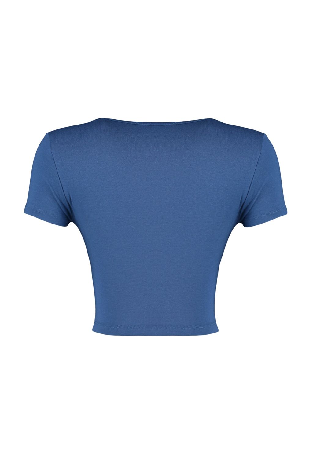Trendyolmilla Siyah Fitted/Vucuda Oturan Kruvaze Yaka Crop Viskoz Esnek Orme Bluz TWOSS22BZ0536  фото 8