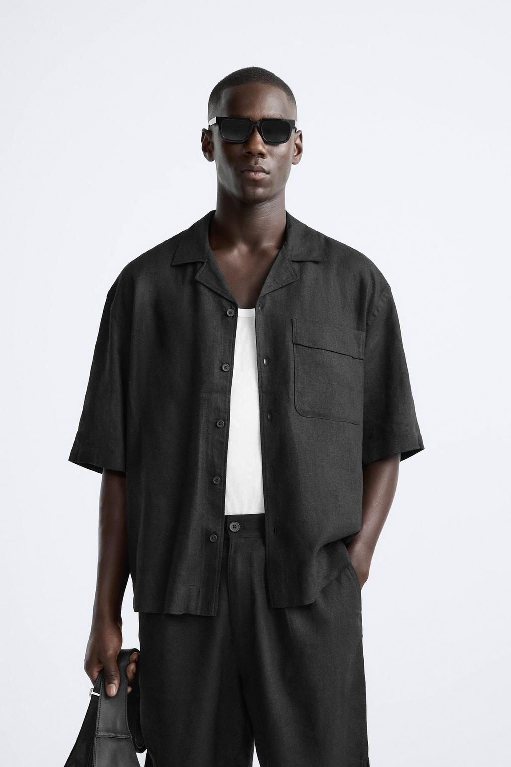 VISKOZ VE KETEN KARISIMLI GOMLEK - Zara фото 3