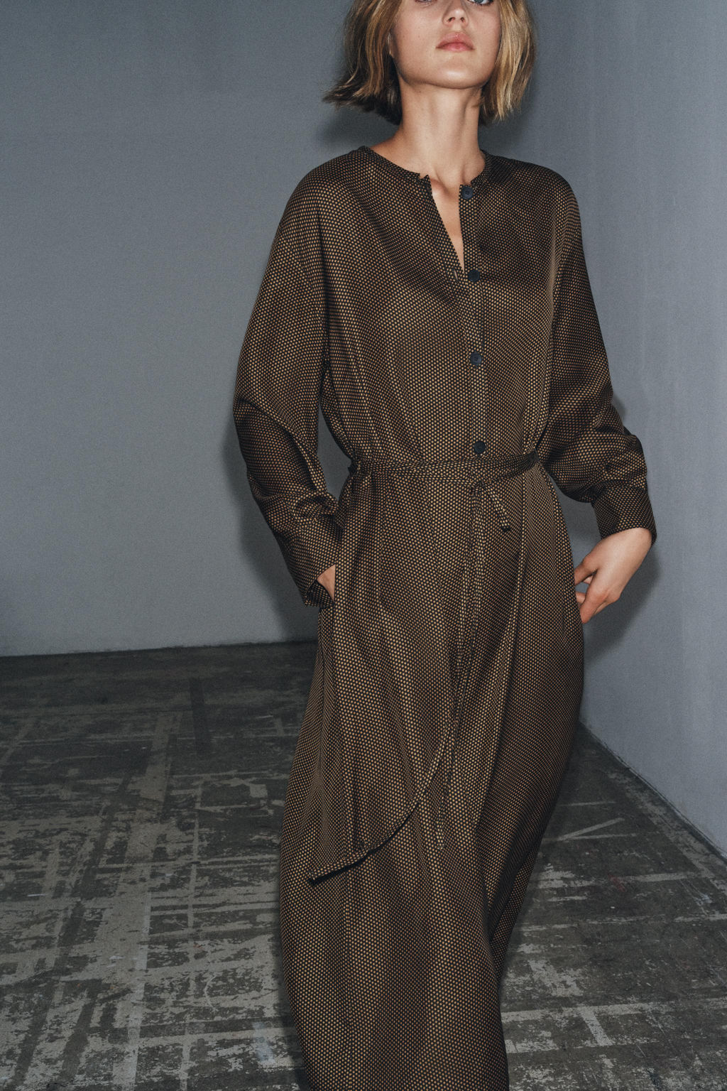 POLKA DOT DRESS WITH BELT ZW COLLECTION - Zara фото 2