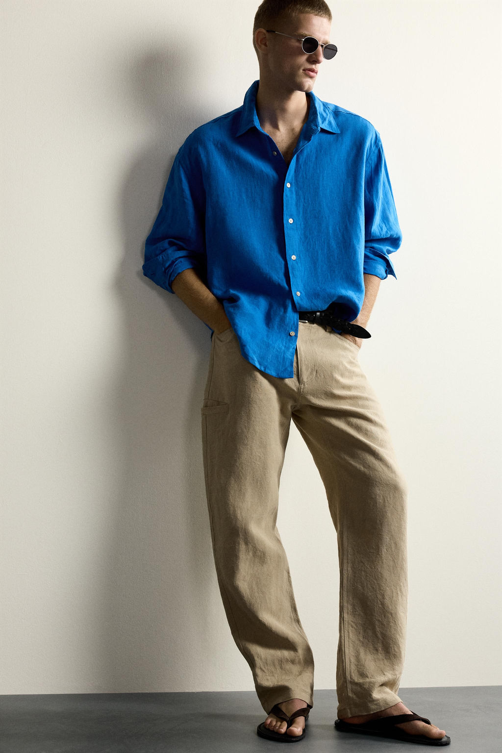 CAMISA RELAXED FIT 100% LINO / Azul el?ctrico - Zara фото 5