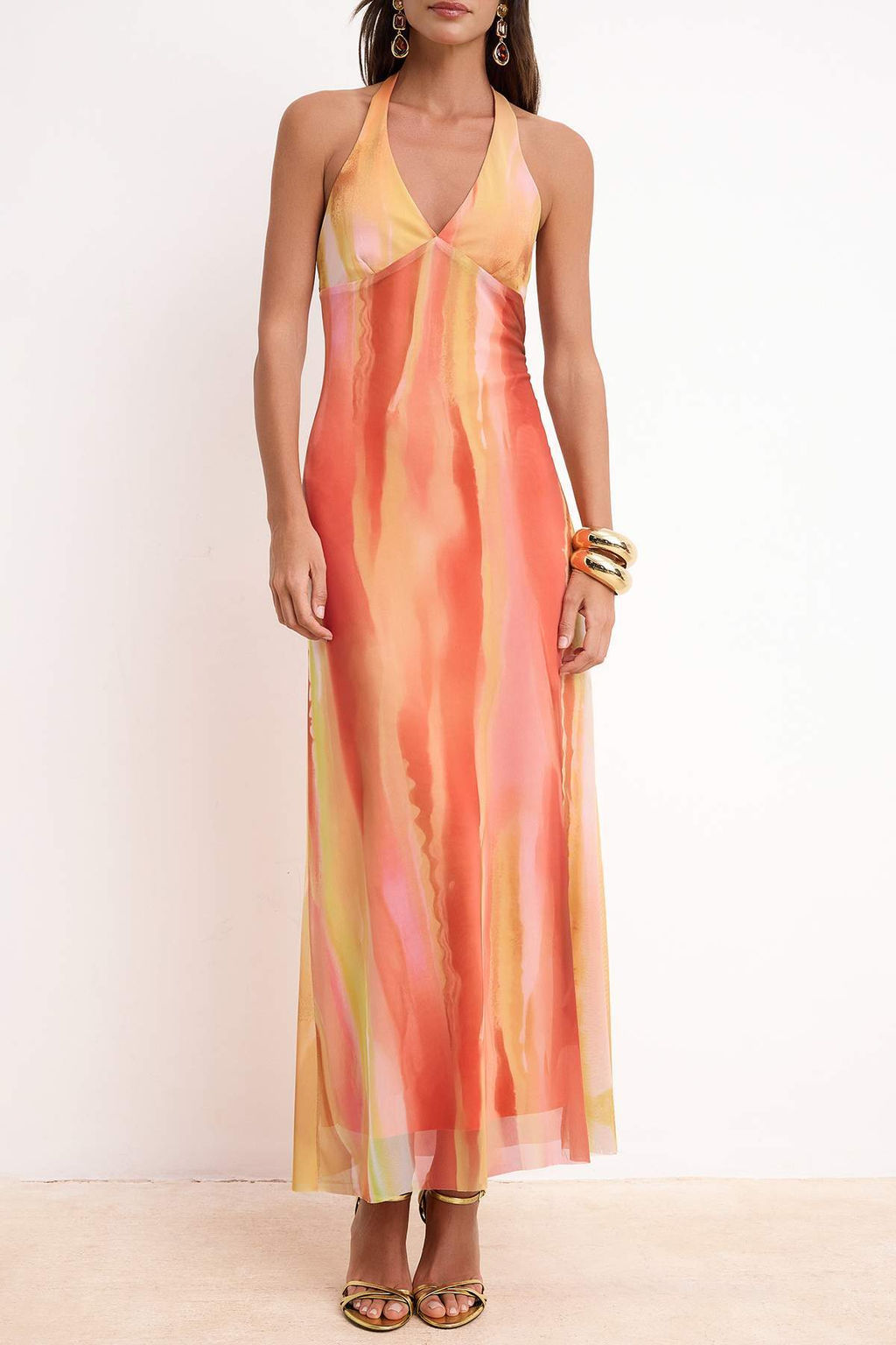 Pembe-Cok Renkli Cicekli Orme Tul Maxi Abiye & Mezuniyet Elbisesi