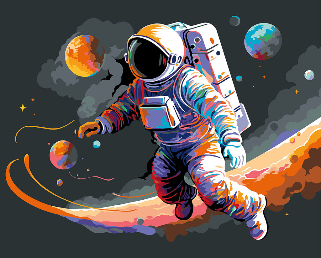 ФРЕЯ PNB/PLB-287 Набор для раскрашивания по номерам ( эффект черного холста ) 50 х 40 см Разноцветный космос