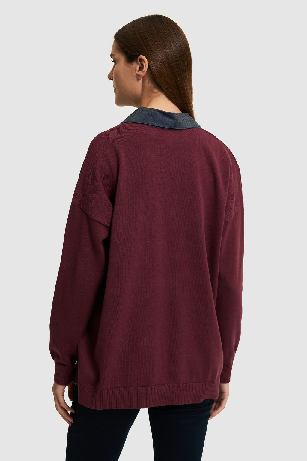 KadДn Bordo Polo Yaka Kazak