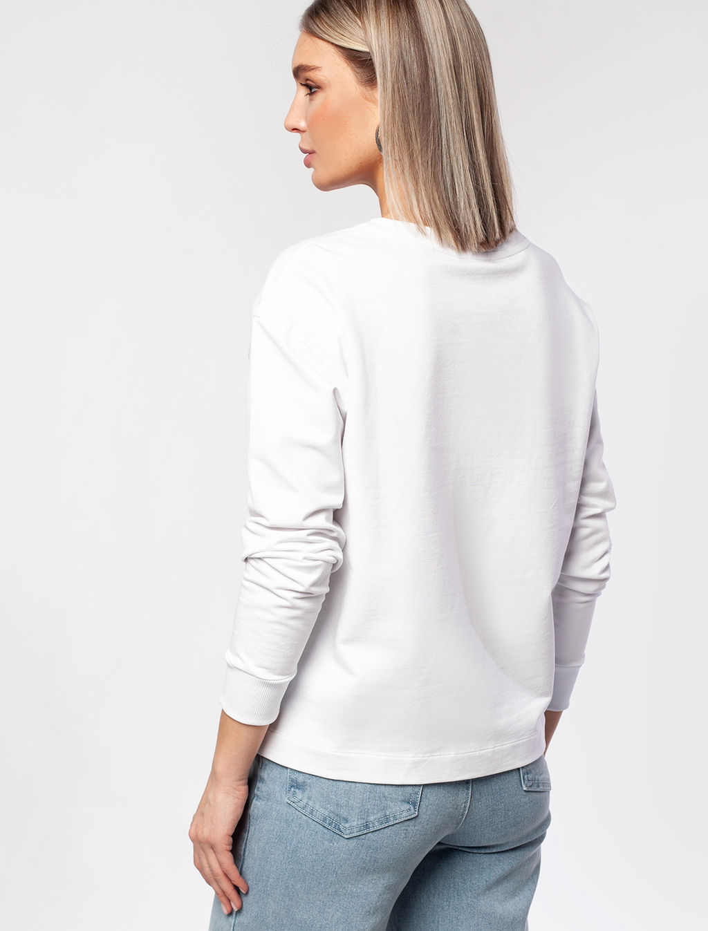 VILATTE / Свитшот со стразами из футера с эластаном  фото 11