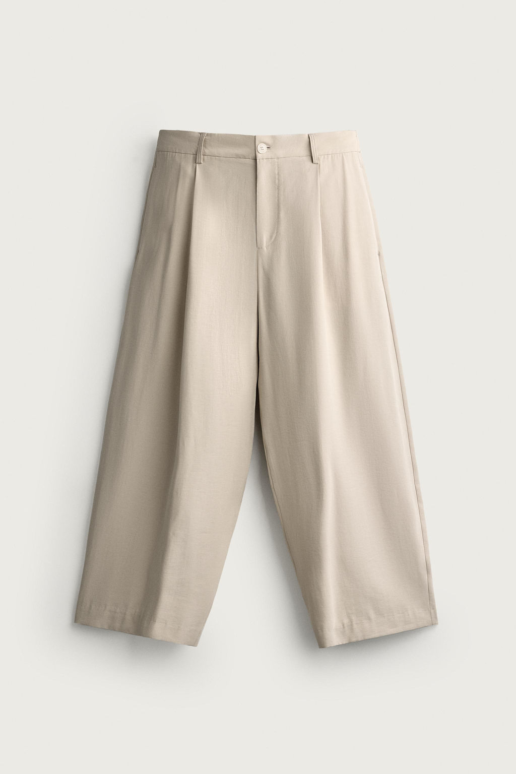 PANTAL?N RELAXED FIT FLUIDO PLIEGUES / Beige - Zara фото 3