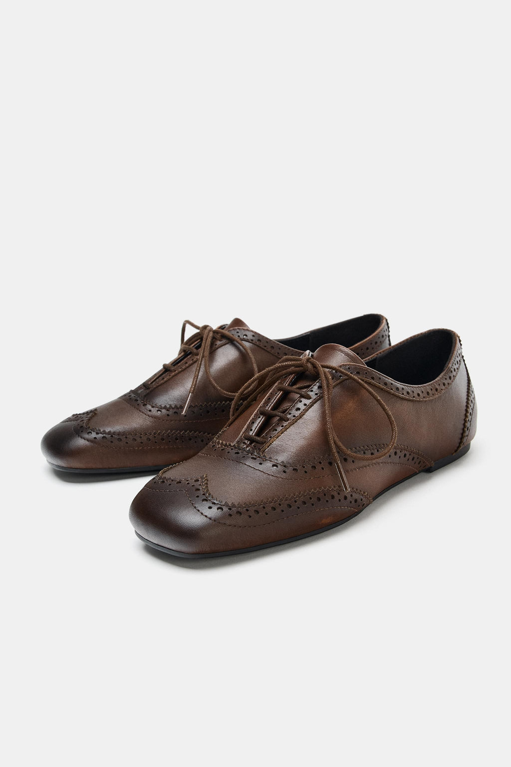 FLAT LEATHER BROGUES - Zara фото 2
