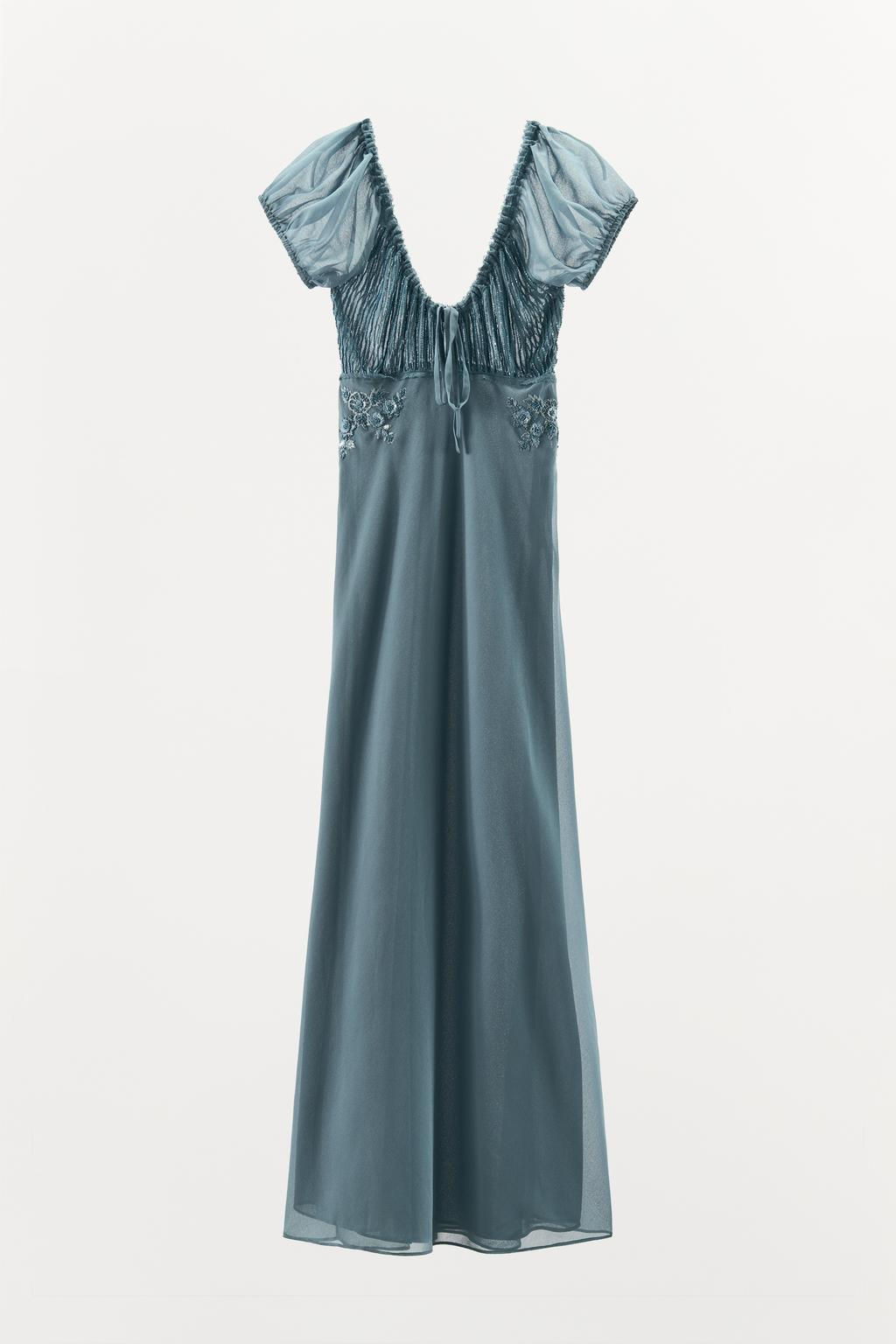 EMBROIDERED DRESS WITH SEQUIN AND BEAD EMBELLISHMENT - Zara фото 4