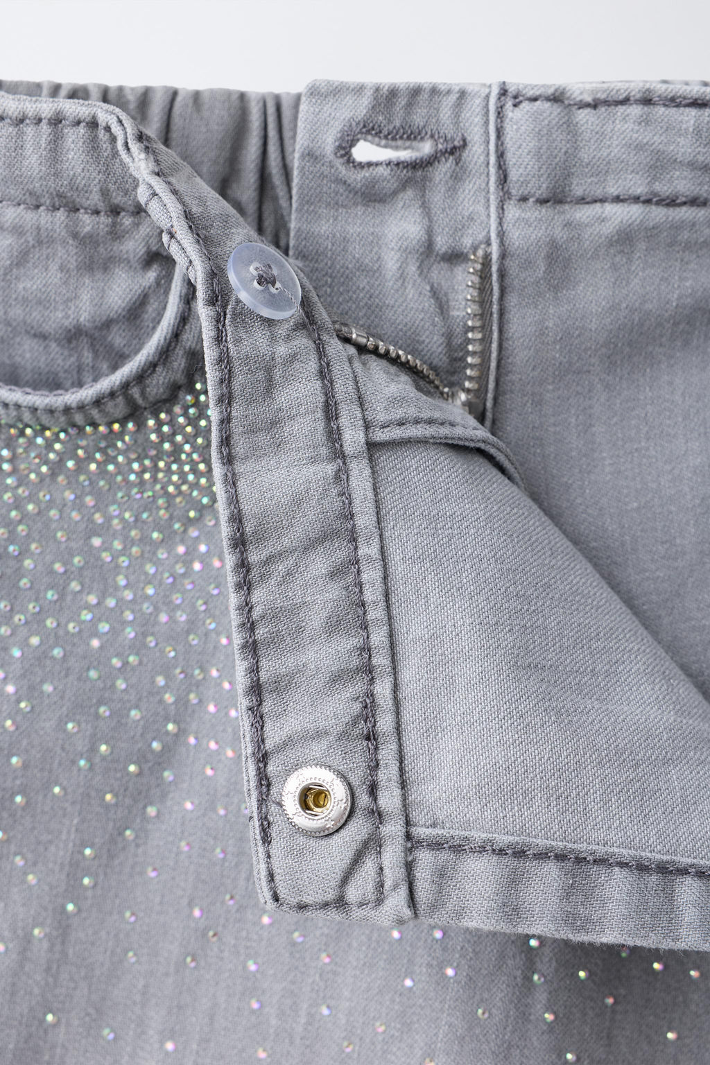FALDA BERMUDA DENIM BRILLOS / Gris