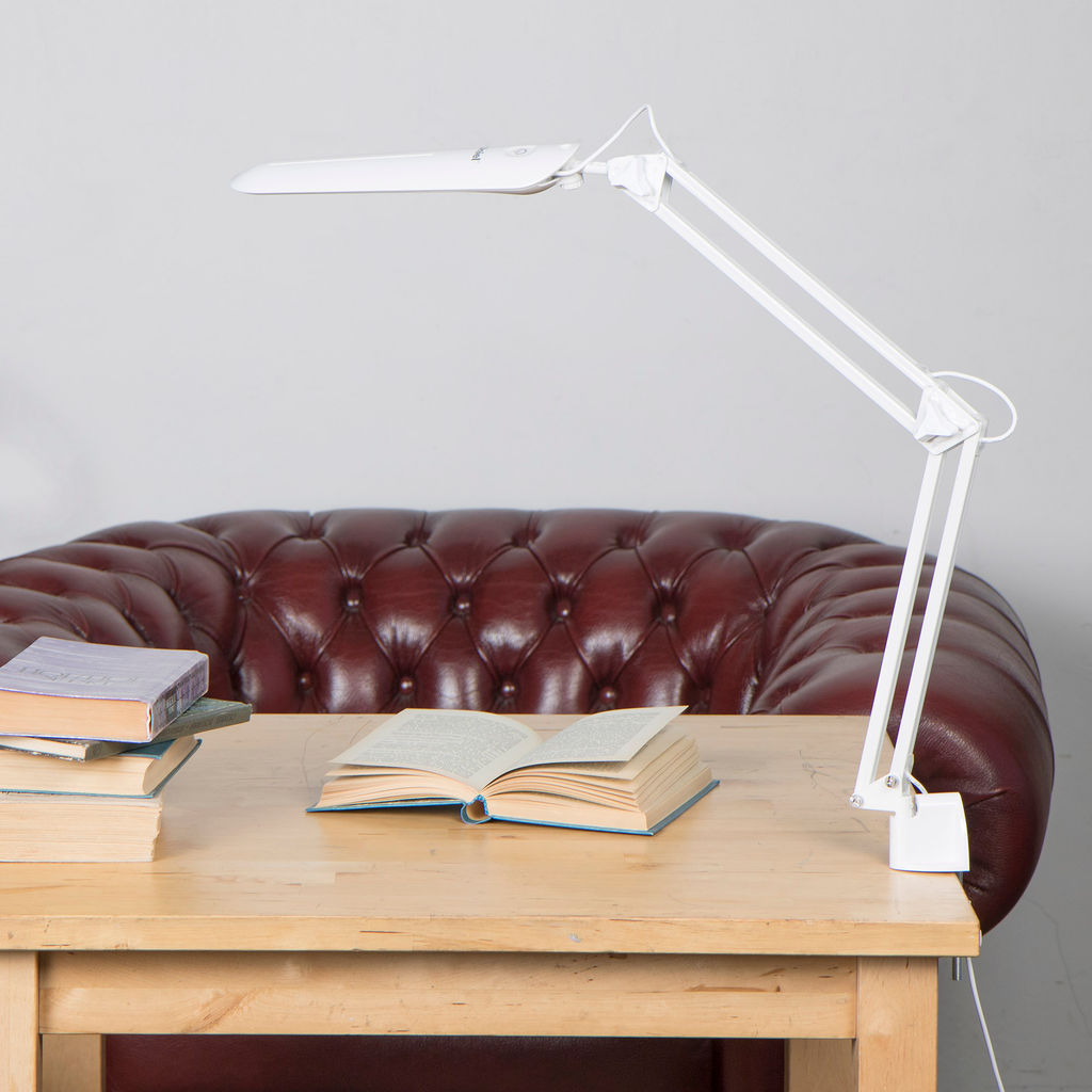 TLD-524 White/8W/Светильник настольный на струбцине/LED/500Lm/4500K/Dimmer/Цвет-белый