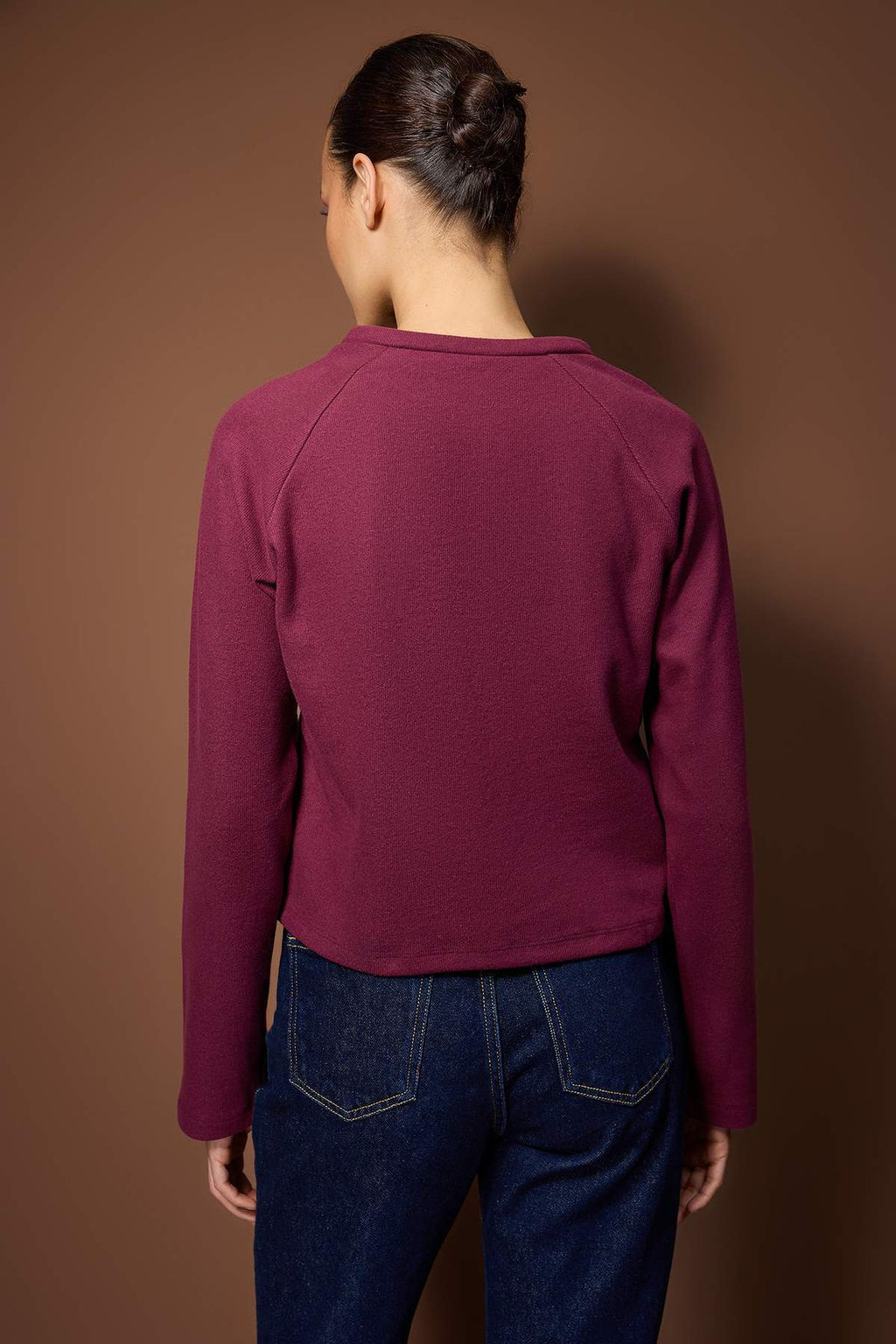 Antrasit Cift Gorunumlu Regular/Normal Kal?p Yar?m Patl? Selanik Kal?n Orme Bluz TWOAW26BZ00252 - Trendyolmilla фото 8