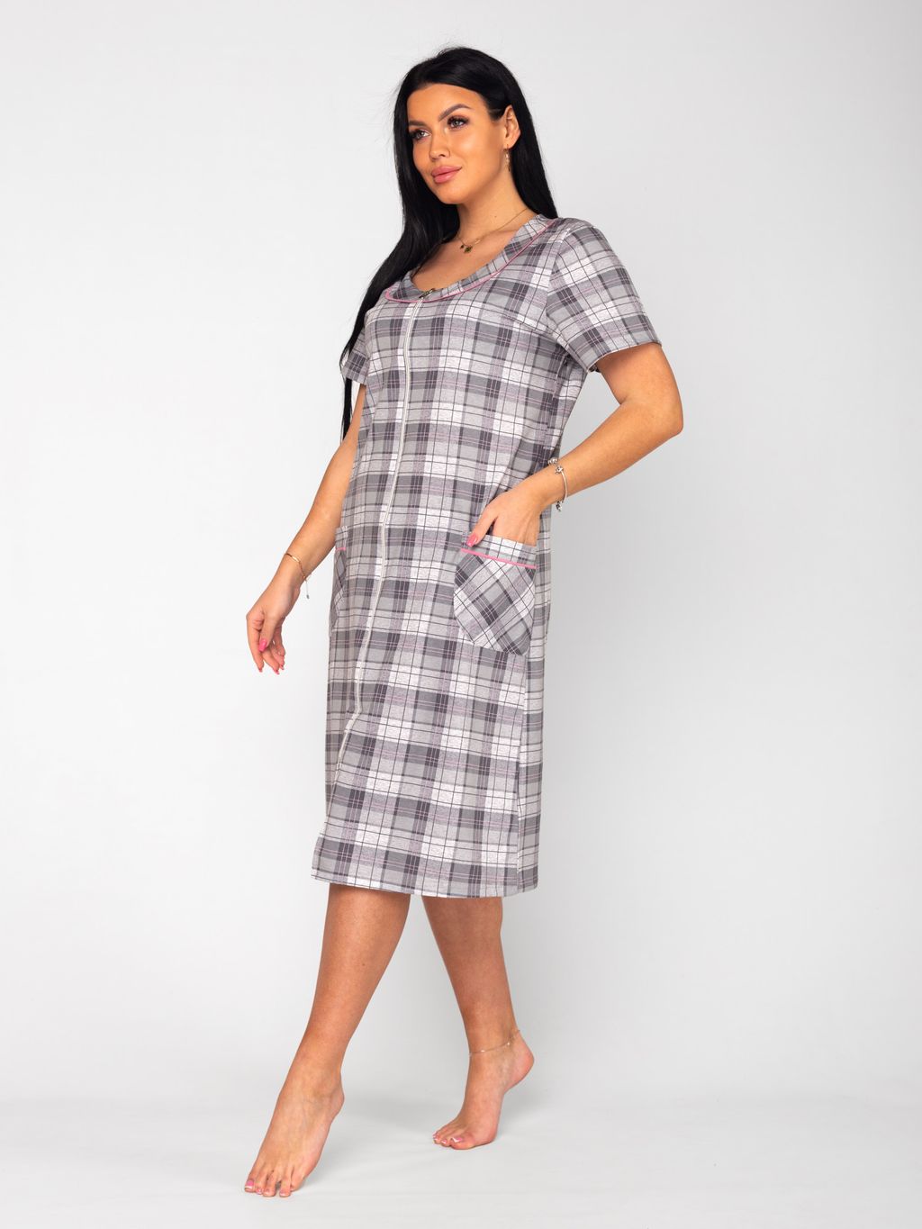 Халат женский кулирка на молнии ИЛОНА СЕРЫЙ - Domtrik фото 2