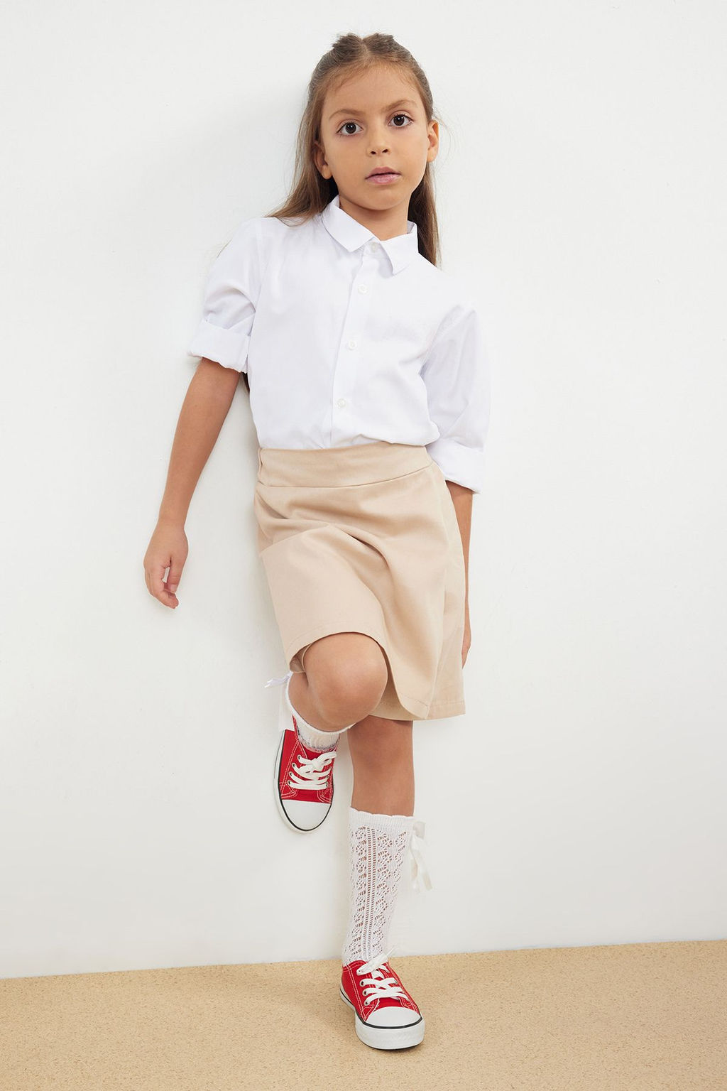 Lacivert Pamuklu Regular/Normal Kal?p Orme Gabardin K?z Cocuk Okul Sort Etek TKDAW25ET00001 - Trendyolmilla фото 11
