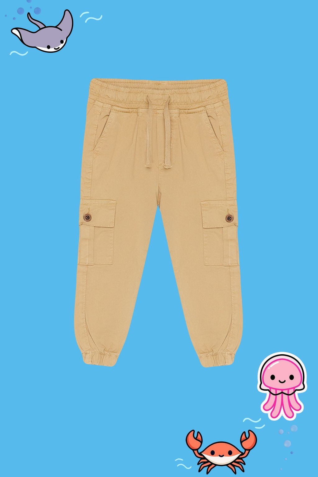 Erkek Cocuk Ac?k Camel Cepli Beli Lastikli Esnek Jogger Dokuma Pantolon TKDSS24PL00003 - Trendyolmilla фото 3