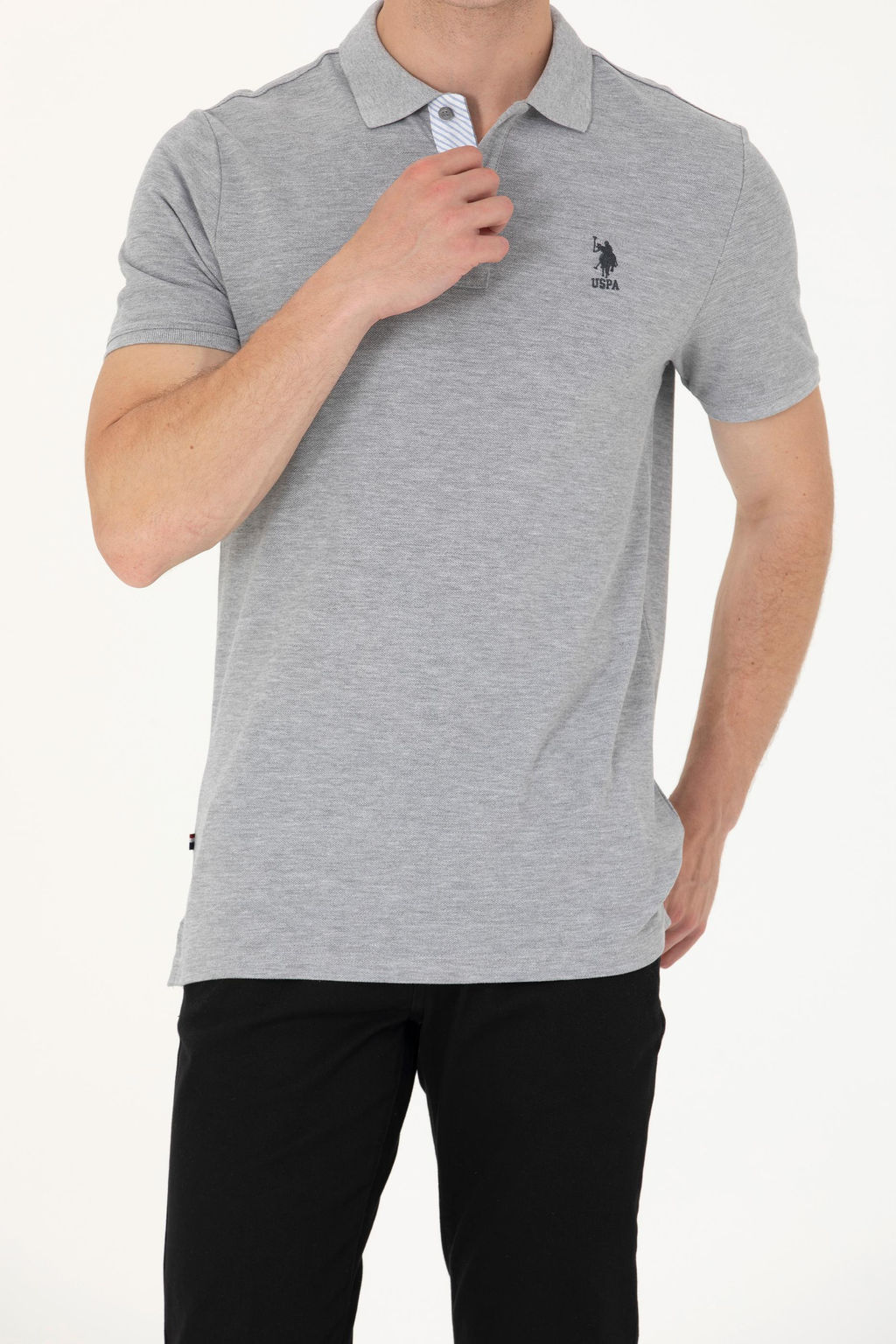 Мужская серая меланжевая базовая футболка - U.s. polo assn фото 20
