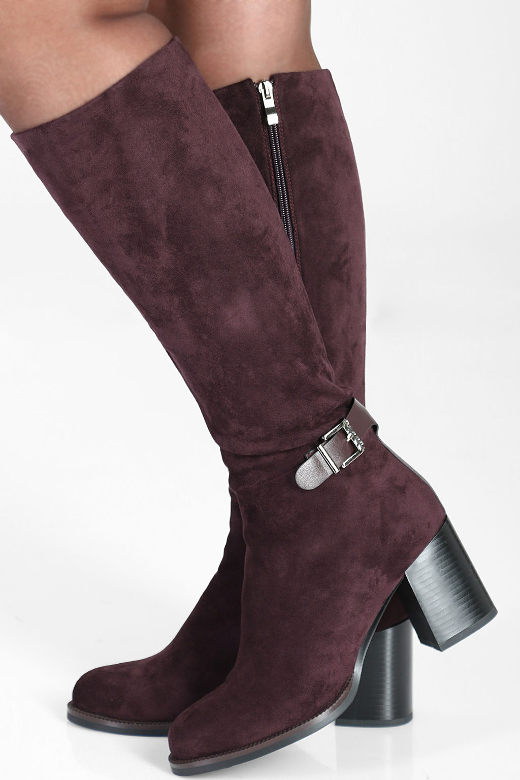 Сапоги из замши коричневые