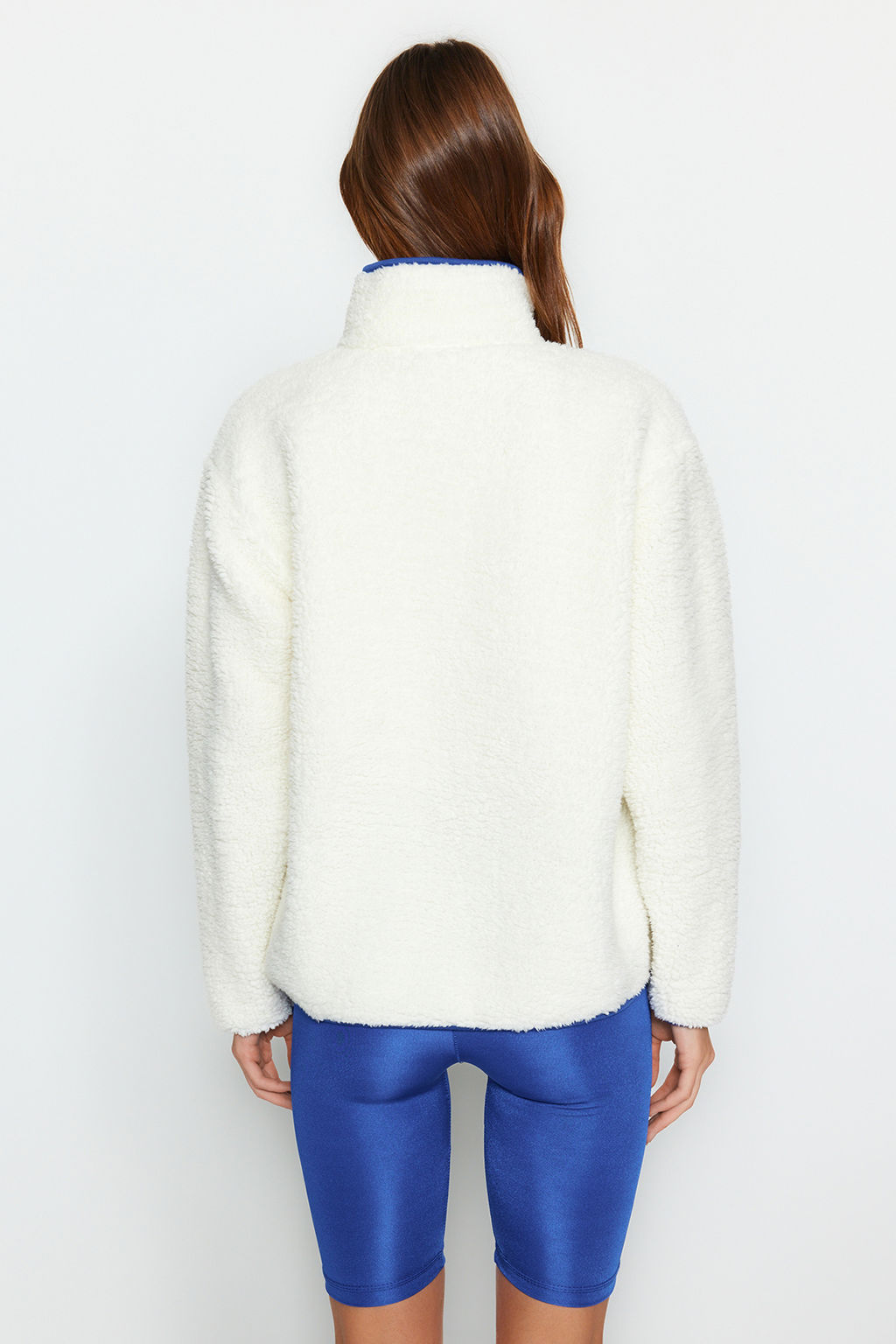 Beyaz Pelus Orme Spor Sweatshirt THMAW23SW00021