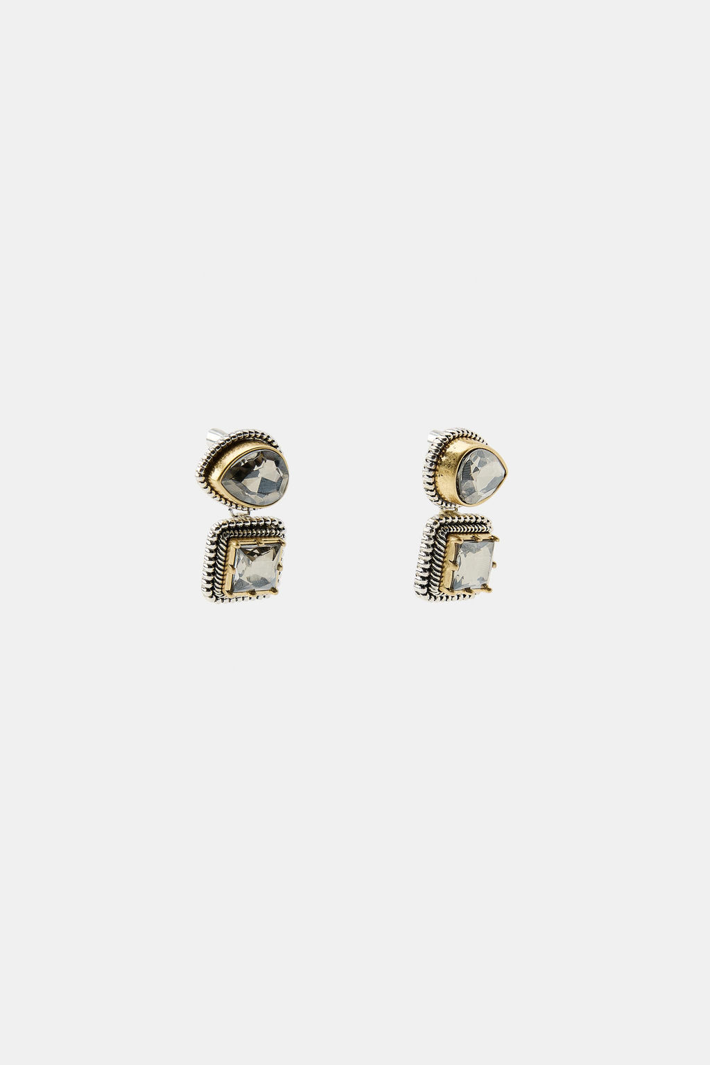 DOUBLE RHINESTONE EARRINGS - Zara фото 3