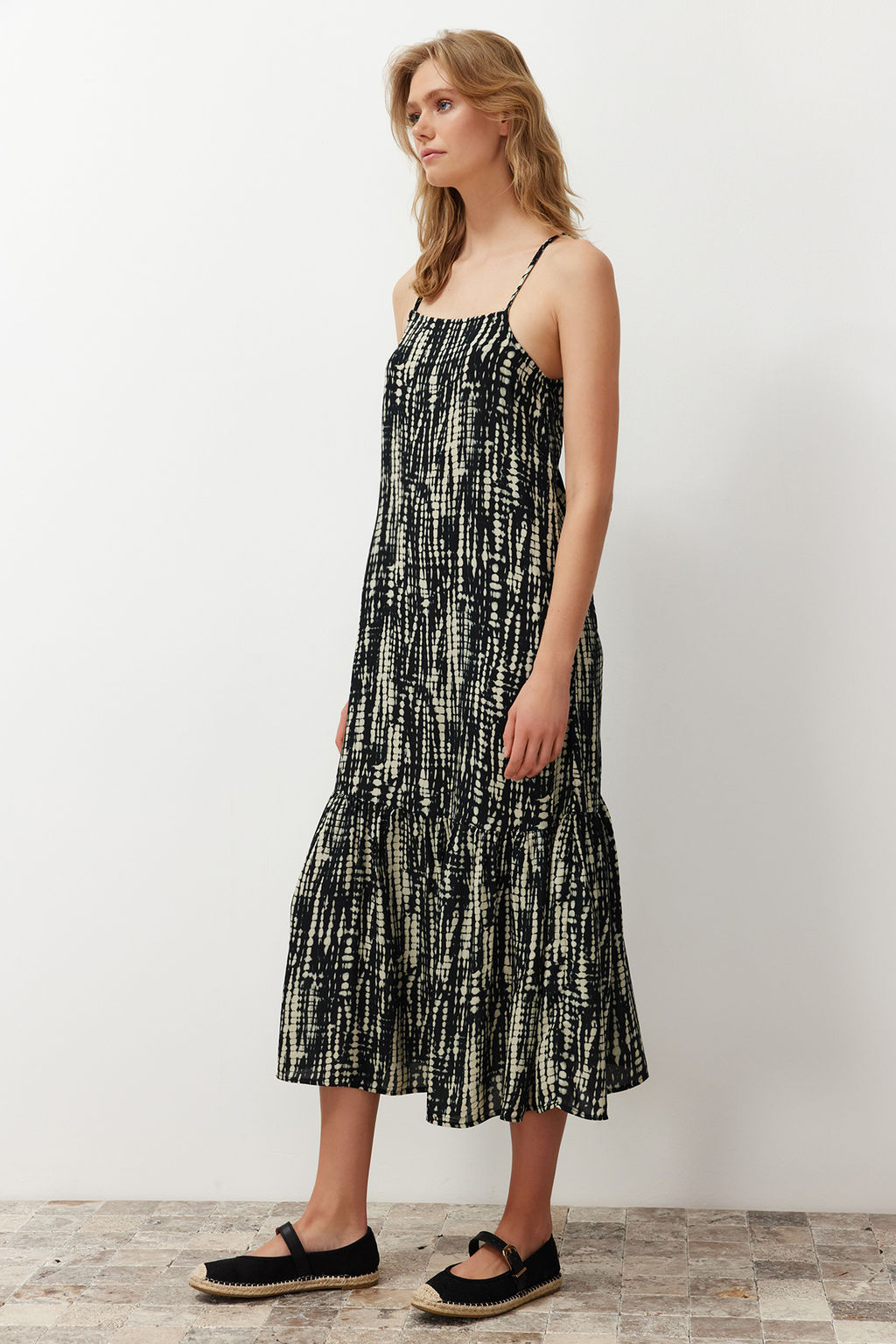 Siyah Geometrik Desenli A Kesim Viskon Maxi Dokuma Elbise TWOSS24EL00690 - Trendyolmilla фото 3